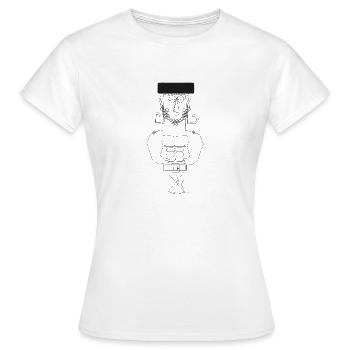 Scinny Muskel Mann mit Hut - Frauen T-Shirt - Weiß - Vorne - AI Model Female 172 dark (172cm)