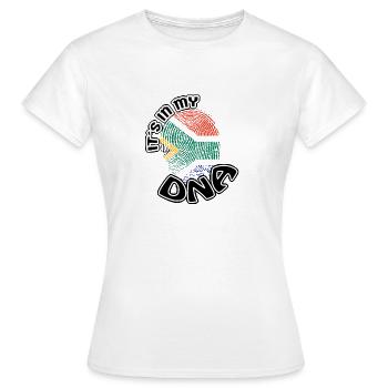 Geschenk Its in my dna dns roots Suedafrika - Frauen T-Shirt - Weiß - Vorne - AI Model Female 172 dark (172cm)