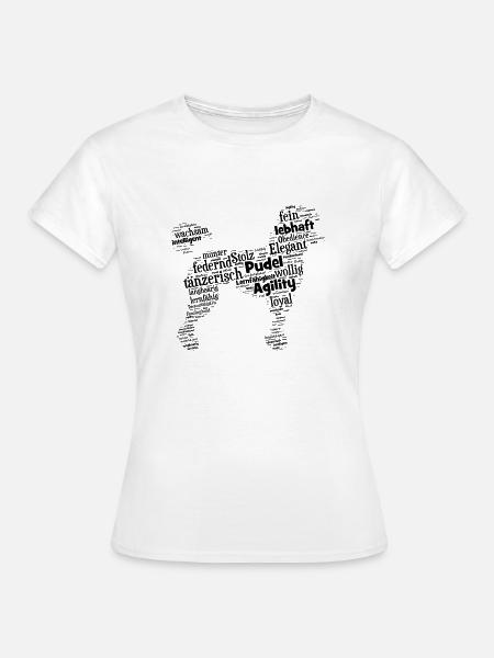Pudel Charaktershirt Wordcloud - Frauen T-Shirt - Weiß
