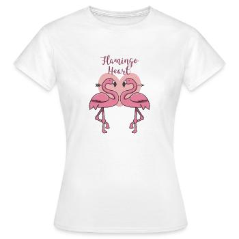 Heart flamingo couple gift in love tropical pink - Women's T-Shirt - white - Front - AI Model Female 172 dark (172cm)