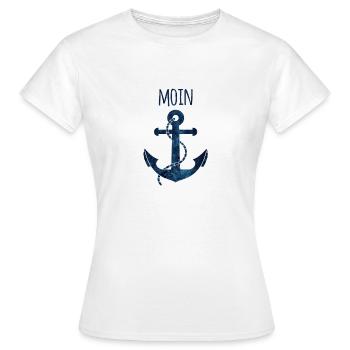 Ancre Moin bleu - T-shirt Femme - blanc - Devant - AI Model Female 172 dark (172cm)