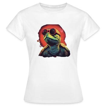 Tortue d’eau fraîche avec des lunettes de soleil - T-shirt Femme - blanc - Devant - AI Model Female 172 dark (172cm)