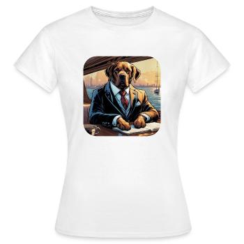 hund im anzug auf einer yacht - Frauen T-Shirt - Weiß - Vorne - AI Model Female 172 dark (172cm)