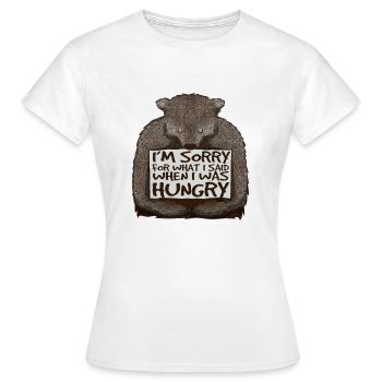 Sorry, ich war hungrig. - Frauen T-Shirt - Weiß - Vorne - AI Model Female 172 dark (172cm)