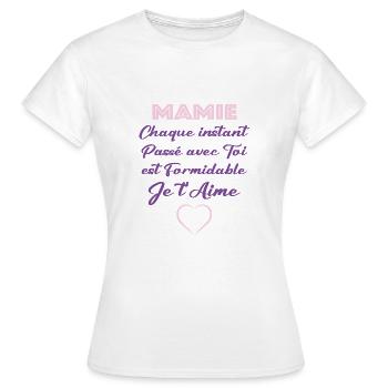 Mamie je t'aime - T-shirt Femme - blanc - Devant - AI Model Female 172 dark (172cm)