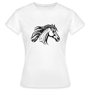 Cheval robuste à crinière étalon équestre - T-shirt Femme - blanc - Devant - AI Model Female 172 dark (172cm)