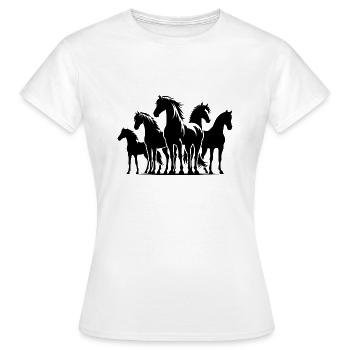 Elegante Pferde mit eleganter wilder Mähne - Frauen T-Shirt - Weiß - Vorne - AI Model Female 172 dark (172cm)