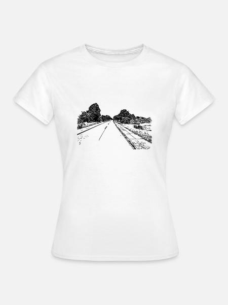 Einsame romantische Straße ins Nirgendwo - Frauen T-Shirt - Weiß