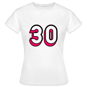 30. 30 YEARS. 30TH ANNIVERSARY. 30 YEARS ANNIVERSARY - Women's T-Shirt - white - Front - AI Model Female 172 dark (172cm)