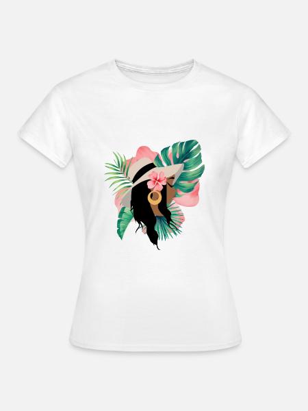 femme noire Tropical Afro - T-shirt Femme - blanc