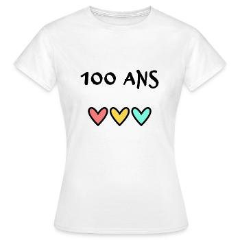 100 ANS. 100e ANNIVERSAIRE. ANNIVERSAIRE 100 ANS. - T-shirt Femme - blanc - Devant - AI Model Female 172 dark (172cm)