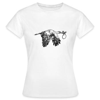 Flying Stork offspring Delivery - Women's T-Shirt - white - Front - AI Model Female 172 dark (172cm)