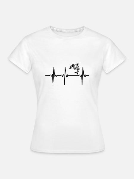 Herzschlag für Delfine - Frauen T-Shirt - Weiß