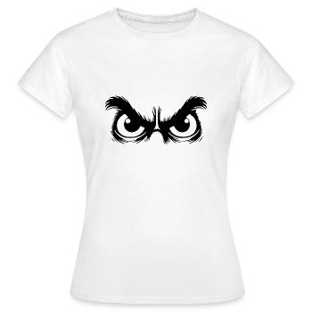 Owl eyes with stubborn gaze - Women's T-Shirt - white - Front - AI Model Female 172 dark (172cm)