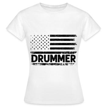 Drapeau américain tambour Patriot Tambour Mélomane Dru - T-shirt Femme - blanc - Devant - AI Model Female 172 dark (172cm)