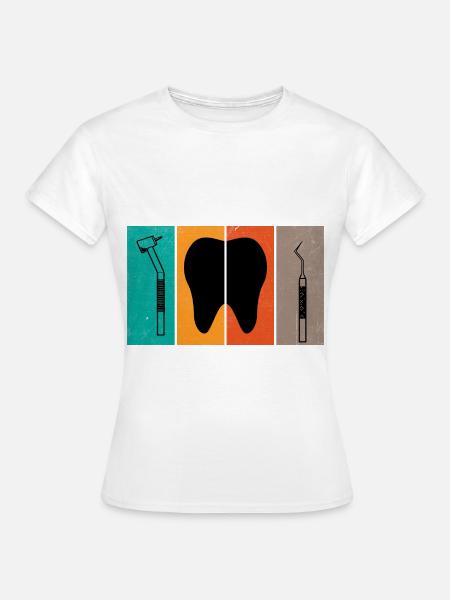 Retro Vintage Odontología Dental Dentista Dental Denti - Camiseta mujer - blanco
