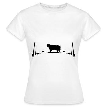Herzschlag Ekg Kühe Rinderzüchter Milchkuh Vieh La - Frauen T-Shirt - Weiß - Vorne - AI Model Female 172 dark (172cm)