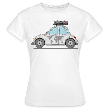 Voiture avec valise Carte du monde Gris - T-shirt Femme - blanc - Devant - AI Model Female 172 dark (172cm)