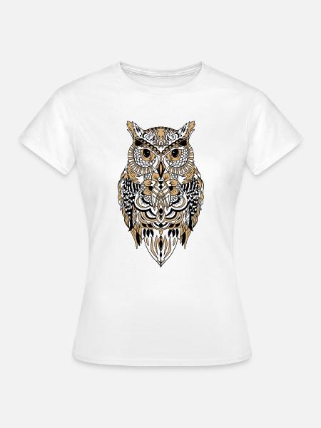 Eule schwarz und gold tolle Geschenkidee - Frauen T-Shirt - Weiß