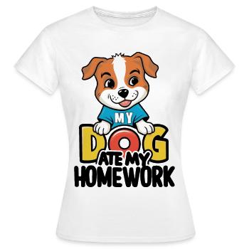 Mon chien a mangé mes devoirs - T-shirt Femme - blanc - Devant - AI Model Female 172 dark (172cm)