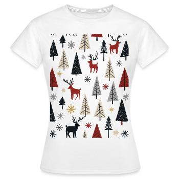 Skandinavische Weihnachtselemente und Winterbäume - Frauen T-Shirt - Weiß - Vorne - AI Model Female 172 dark (172cm)