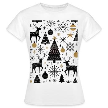 Skandinavische Weihnachtselemente und Winterbäume - Frauen T-Shirt - Weiß - Vorne - AI Model Female 172 dark (172cm)