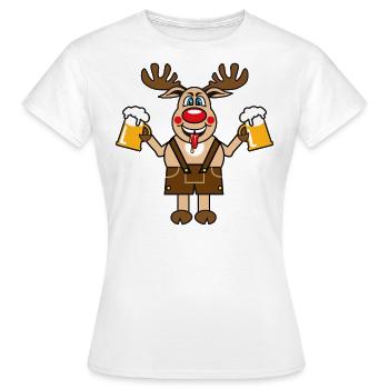 148 Hirsch Rudi Bier besoffen lustig - Frauen T-Shirt - Weiß - Vorne - AI Model Female 172 dark (172cm)