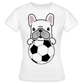 Franzoesische Bulldoge Fußball Geschenk Kindermode - Frauen T-Shirt - Weiß - Vorne - AI Model Female 172 dark (172cm)