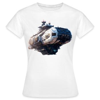 Cyberpunk Spaceship - Women's T-Shirt - white - Front - AI Model Female 172 dark (172cm)