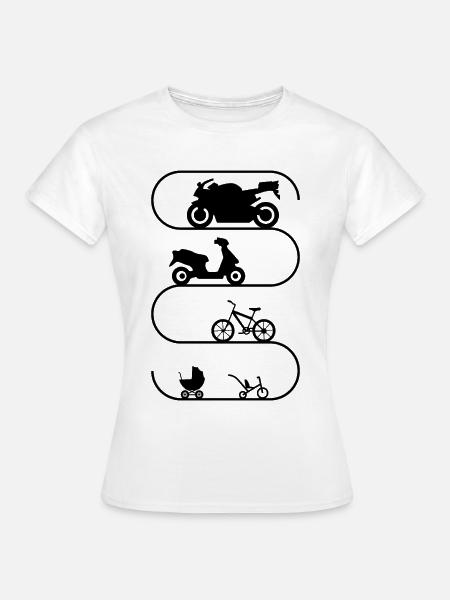 Motorrijder Evolutie Motor Fiets Scooter - Vrouwen T-shirt - wit