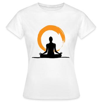 Yoga Asanas Lotussitz Zen Kreis Zen Symbol Sonne - Frauen T-Shirt - Weiß - Vorne - AI Model Female 172 dark (172cm)