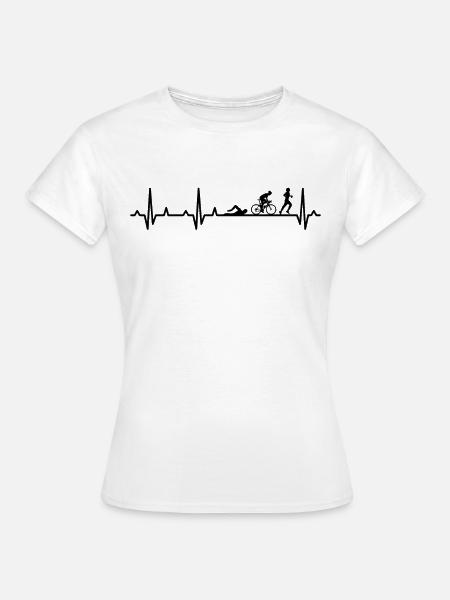 Triatlon hartslag triatleet runner zwemmer Ra - Vrouwen T-shirt - wit