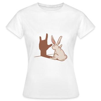 ILY Rabbit ASL Gestes de la main Sourd Perte auditive - T-shirt Femme - blanc - Devant - AI Model Female 172 dark (172cm)