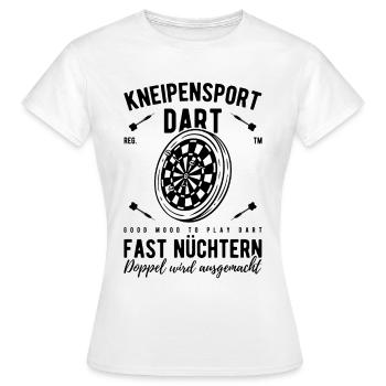 Kneipensport Dart Fast Nüchtern Doppel Wird Ausgem - Frauen T-Shirt - Weiß - Vorne - AI Model Female 172 dark (172cm)