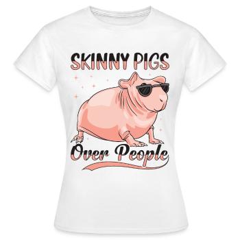 Cochon d’Inde sans poils Cochon maigre - T-shirt Femme - blanc - Devant - AI Model Female 172 dark (172cm)