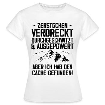 Gecache Geocaching Hobby Cache - Frauen T-Shirt - Weiß - Vorne - AI Model Female 172 dark (172cm)