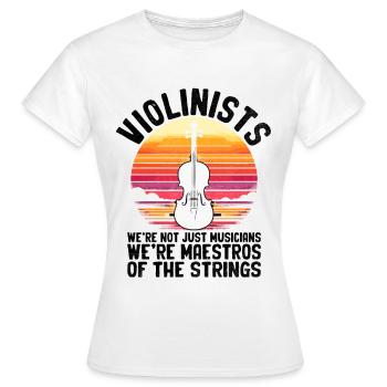 Violonistes, nous ne sommes pas seulement des musiciens, nous sommes des maestros - T-shirt Femme - blanc - Devant - AI Model Female 172 dark (172cm)