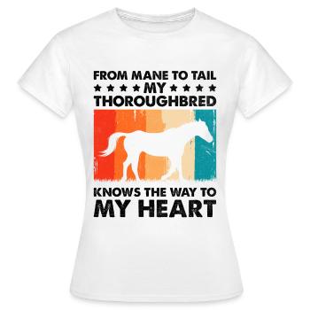 Courses de chevaux pur-sang Équitation Chevaux équestres - T-shirt Femme - blanc - Devant - AI Model Female 172 dark (172cm)