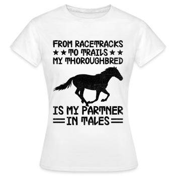 Courses de chevaux pur-sang Équitation Chevaux équestres - T-shirt Femme - blanc - Devant - AI Model Female 172 dark (172cm)