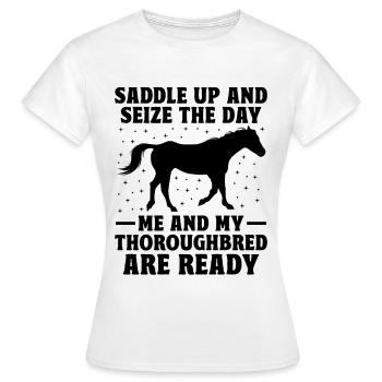 Courses de chevaux pur-sang Équitation Chevaux équestres - T-shirt Femme - blanc - Devant - AI Model Female 172 dark (172cm)