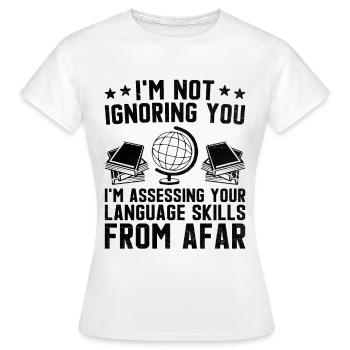 Professeur de langues étrangères École Professeurs de langues - T-shirt Femme - blanc - Devant - AI Model Female 172 dark (172cm)