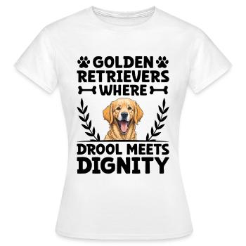 Golden Retrievers où la bave rencontre la dignité GR Dog - T-shirt Femme - blanc - Devant - AI Model Female 172 dark (172cm)