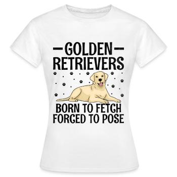 Golden Retriever, die zum Apportieren geboren wurden, gezwungen, GR zu posieren - Frauen T-Shirt - Weiß - Vorne - AI Model Female 172 dark (172cm)