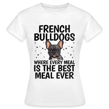 Bouledogues français où chaque repas est le meilleur repas - T-shirt Femme - blanc - Devant - AI Model Female 172 dark (172cm)