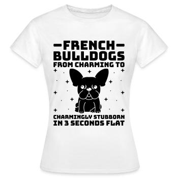 Les bouledogues français : du charmant au charmant stubbo - T-shirt Femme - blanc - Devant - AI Model Female 172 dark (172cm)
