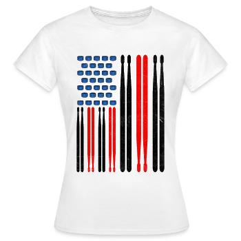 Drapeau américain tambour Patriot Tambour Mélomane Dru - T-shirt Femme - blanc - Devant - AI Model Female 172 dark (172cm)