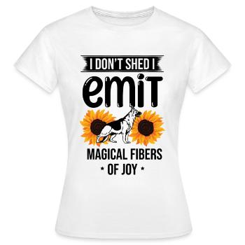 Je ne perds pas, j’émets des fibres magiques de joie Allemands S - T-shirt Femme - blanc - Devant - AI Model Female 172 dark (172cm)
