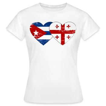 Kuba Georgien Flagge Herz used - Frauen T-Shirt - Weiß - Vorne - AI Model Female 172 dark (172cm)