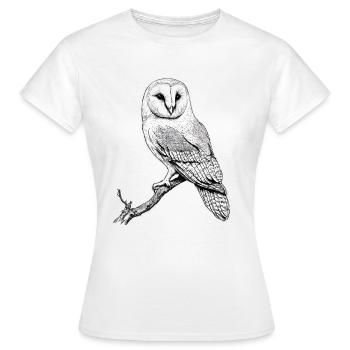Eule im Baum Illustration Vogelbeobachtung Natur - Frauen T-Shirt - Weiß - Vorne - AI Model Female 172 dark (172cm)