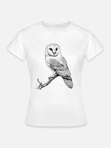 Eule im Baum Illustration Vogelbeobachtung Natur - Frauen T-Shirt - Weiß